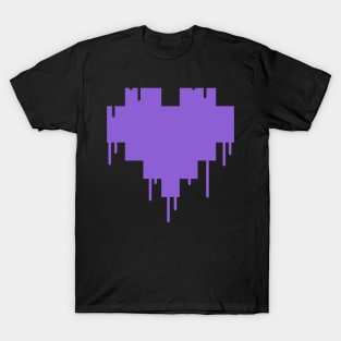 Purple Dripping Pixel Heart T-Shirt